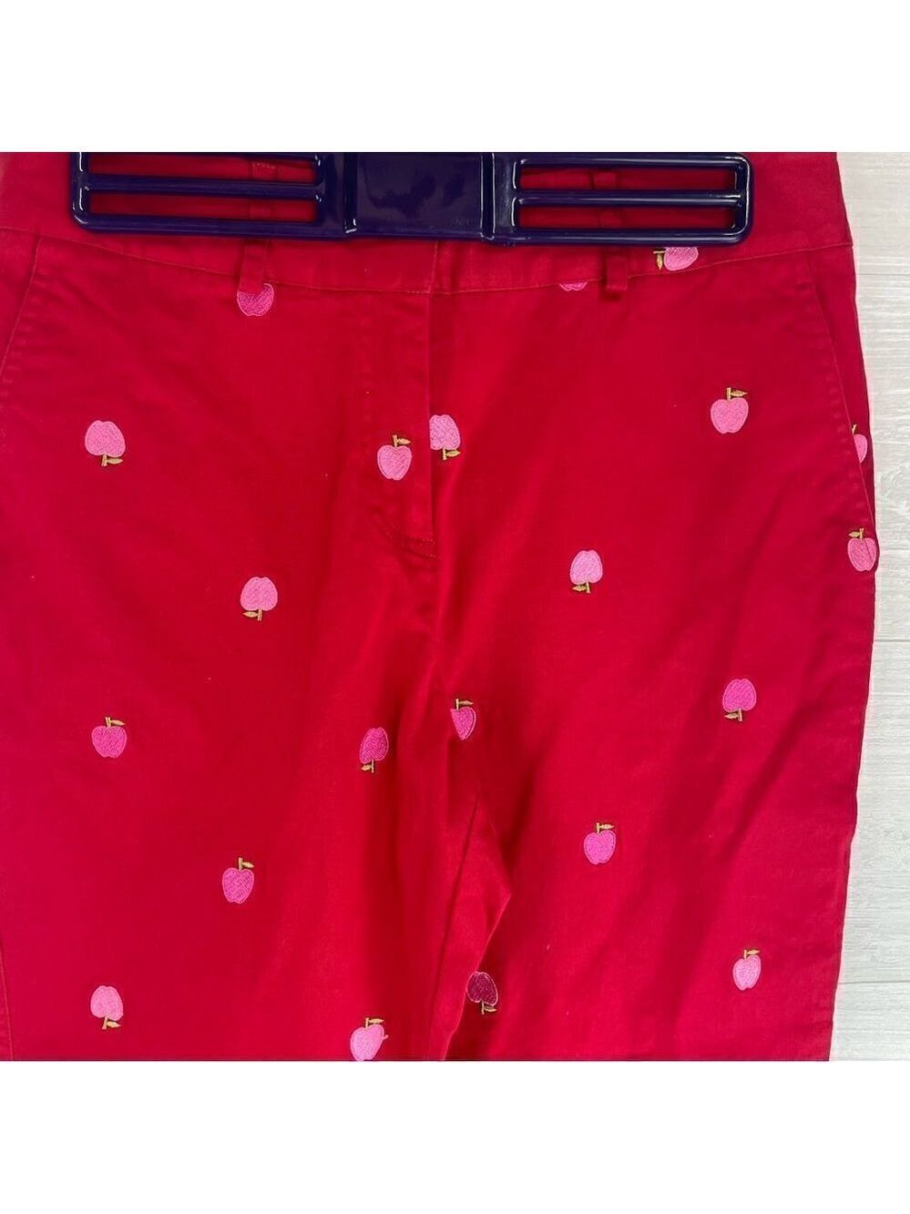 Vintage Lilly Pulitzer Embroidered Apple High Rise Straight Leg Capri Pants - Picture 2 of 5